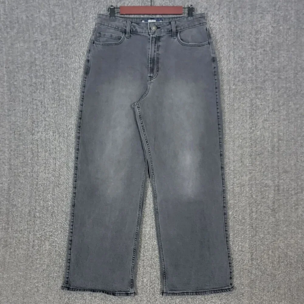 Hollister Jeans Womens 10S Gray Ultra High Rise Baggy Wide Leg Stretch Denim